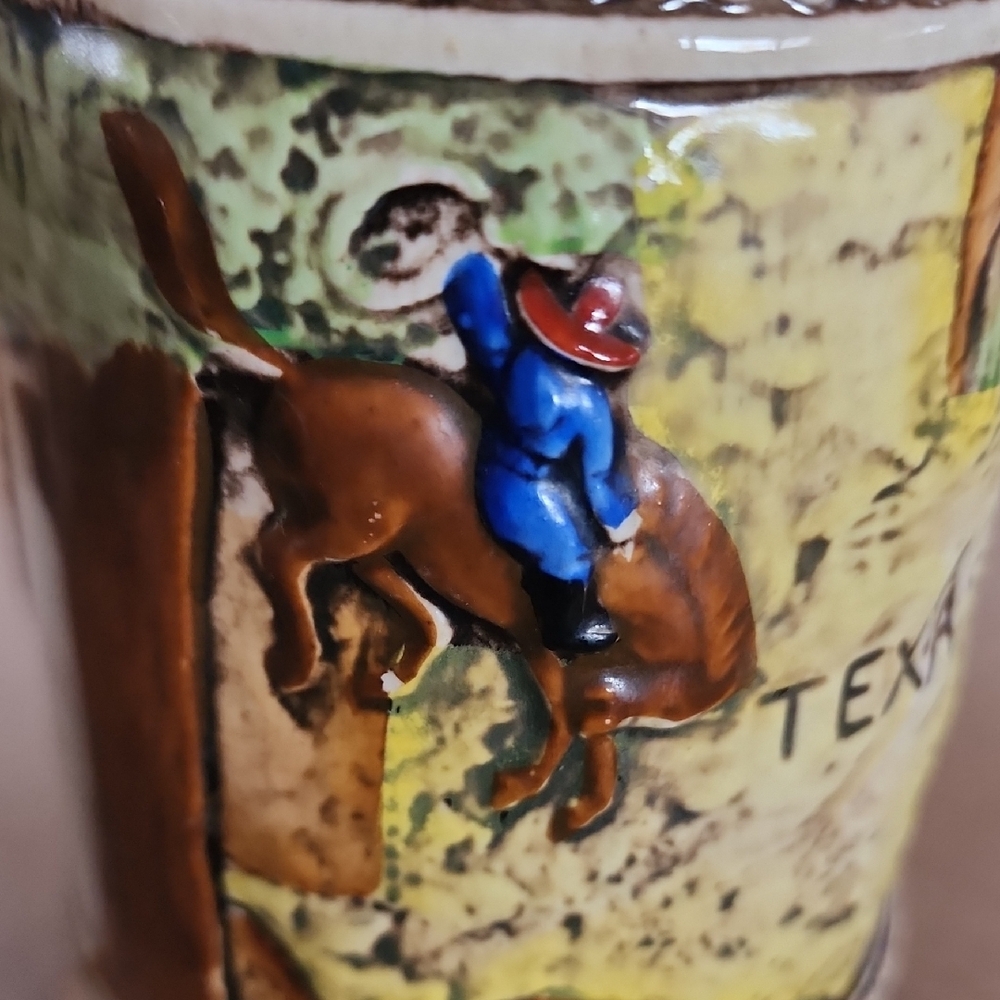 Texas Ceramic Souvenir Beer Stein - Yellow & Blue - Picture 5 of 13